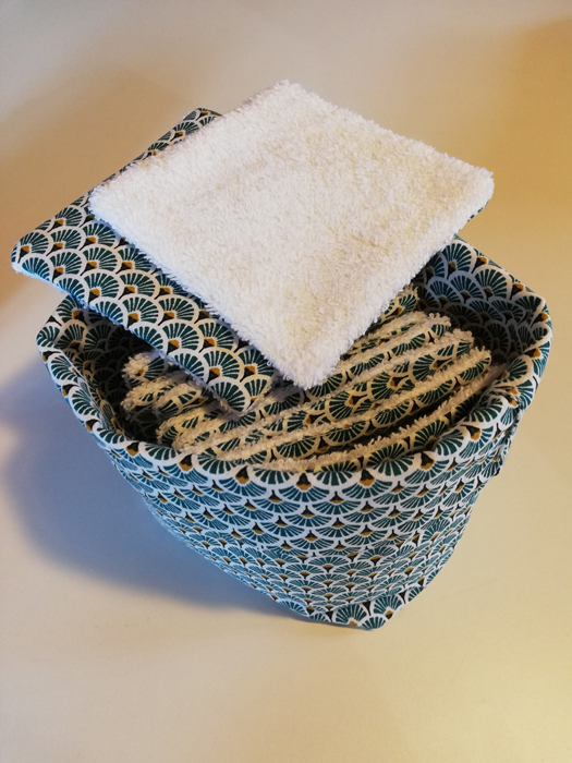 Panière avec lingettes lavables assorties Eucalyptus